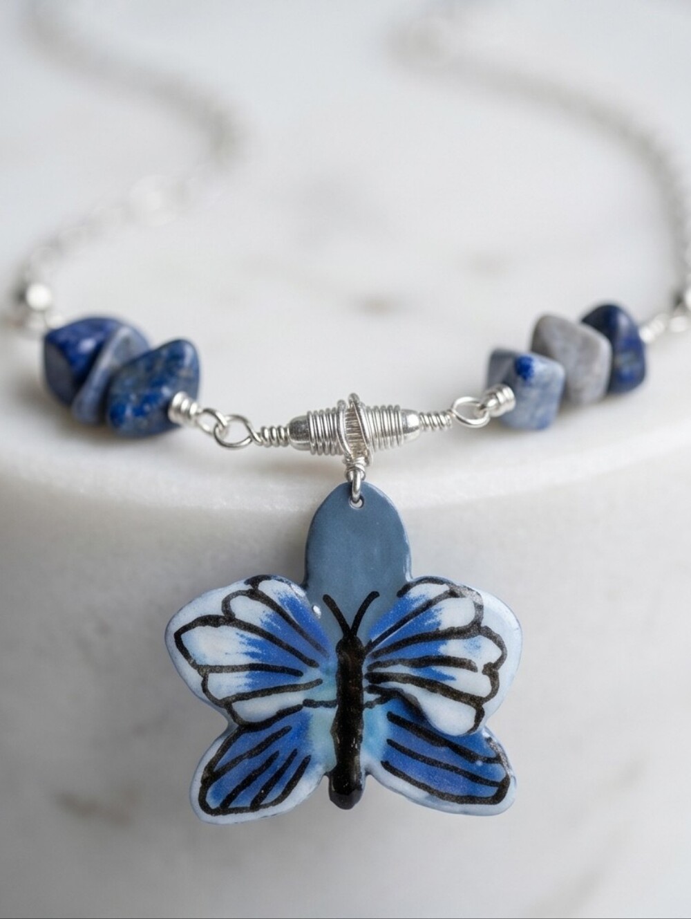#439 HAND CRAFTED Necklace handcrafted handmade Dried Orchid Flower Butterfly